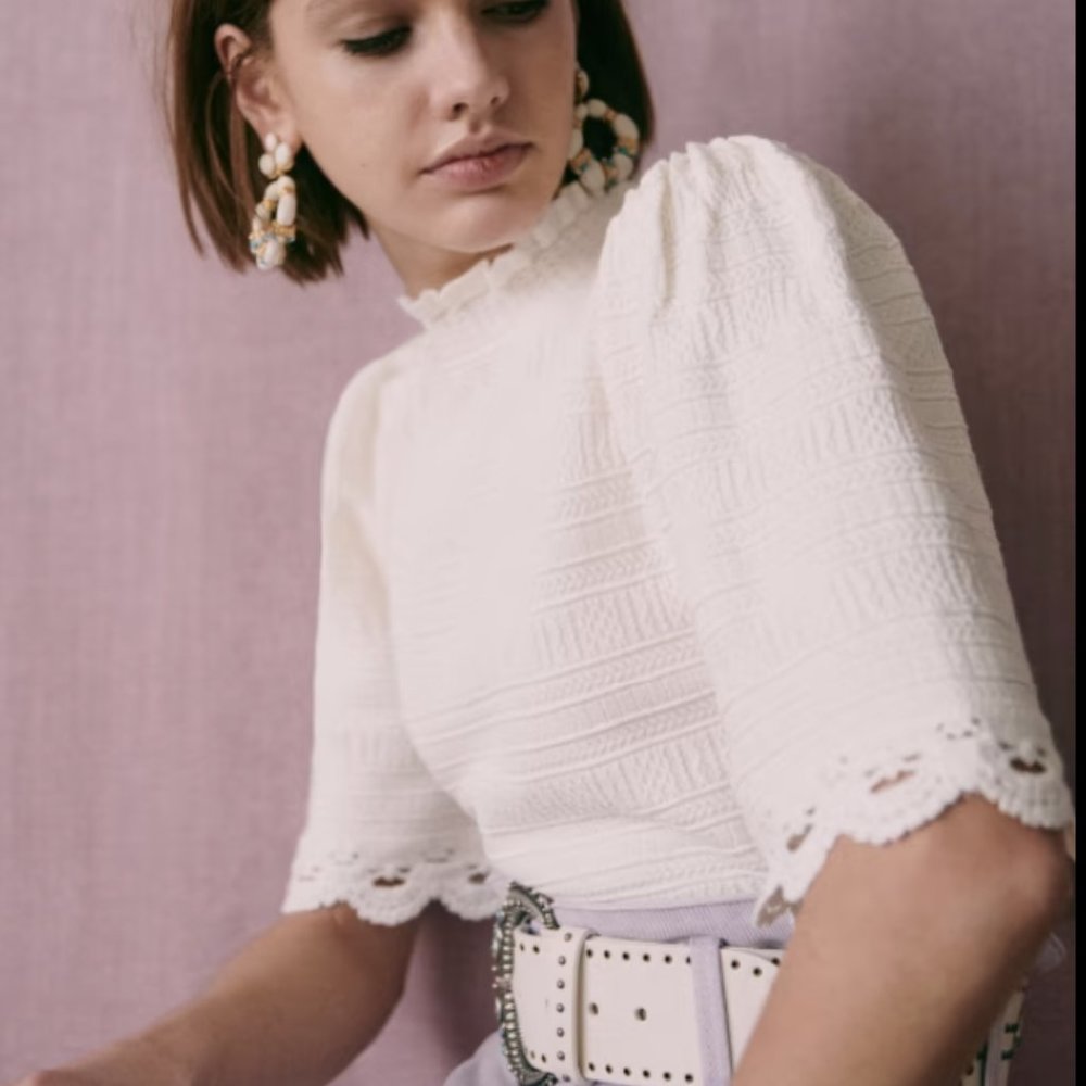 Sezane Victorian Top - Ivory